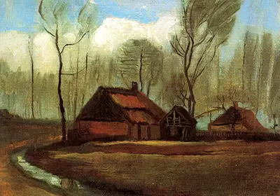Farmhouses Among Trees Vincent van Gogh